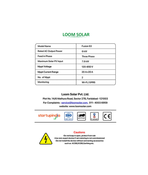 Fusion 6 kw, 3 ø on grid solar inverter