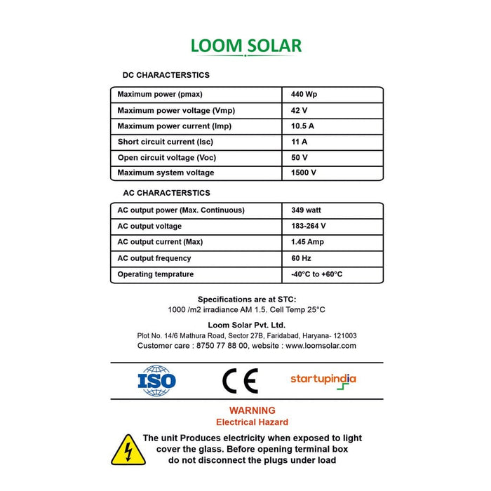 Loom Solar 1kW Grid Connected Rooftop Solar System